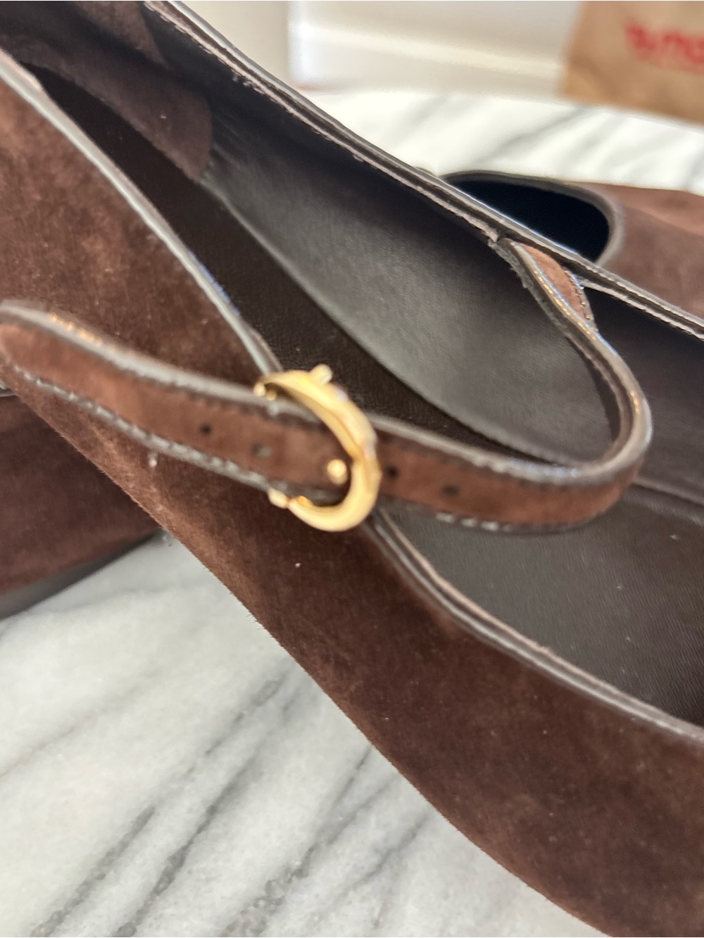 Tory Burch Chocolate Brown Suede Mary Jane Flats - Picture 4 of 12